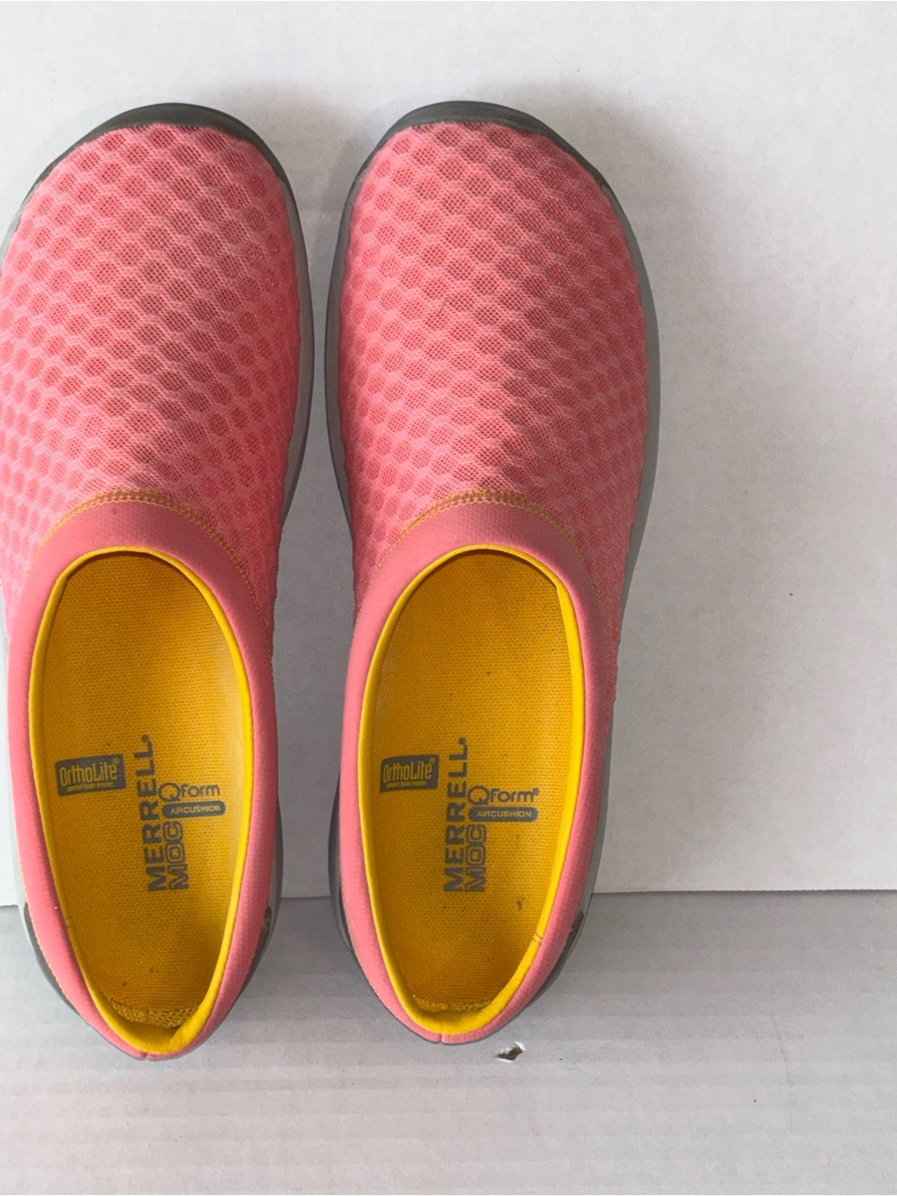 Merrell Women's Coral-Pink Slip-On Athletic Shoes with Yellow Insoles